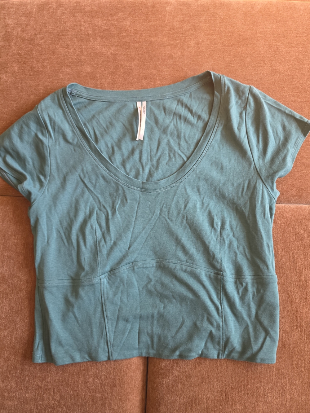Anthropologie Cropped Capnsleeve T Shirt Green Sz L